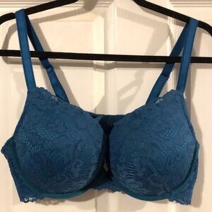 Torrid Push-Up Plunge Bra, Sz 40D, GUC - teal blue lace